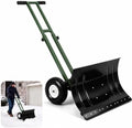 GarveeLife Wheeled Snow Shovel - 29in Steel Blade, 10in Wheels Army Green