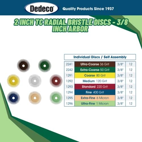Dedeco Sunburst Radial Bristle Discs 12-Pack - 2" Curved - 3/8" Arbor - Light Green 14000 Grit (Ultra-Fine, 1 Micron) - Aluminum Oxide for Polishing & Finishing