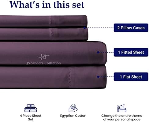 JS Sanders Collection Split Head Sheet Set King Size,Plum