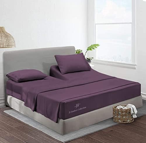 JS Sanders Collection Split Head Sheet Set King Size,Plum