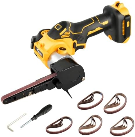 Cordless Belt Sander with 360° Rotatable Head, 20 Sanding Belts Brushless Belt Sander Compatible with Dewalt 20V Battery(No Battery) for metal and wood