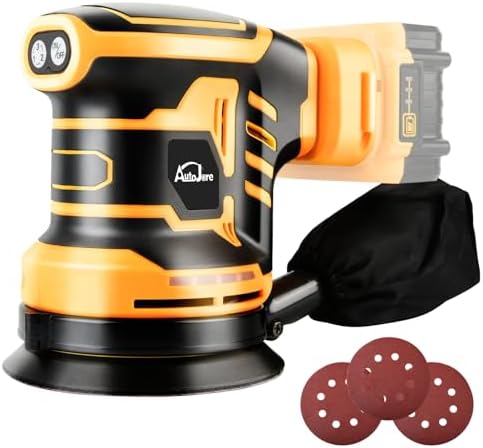Random Orbit Sander Compatible with Dewalt 20V Battery 3 Adjustable Speed 5 inch electric Sander with Dust Bag 3 Sandpaper for Polishing, Sanding, Smoothing Surfaces (NO Battery)