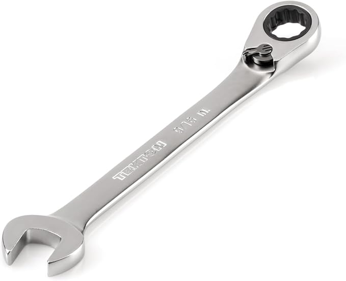 TEKTON 9/16 Inch Reversible Ratcheting Combination Wrench | WRC23314 | 12-Point, Satin Chrome Finish