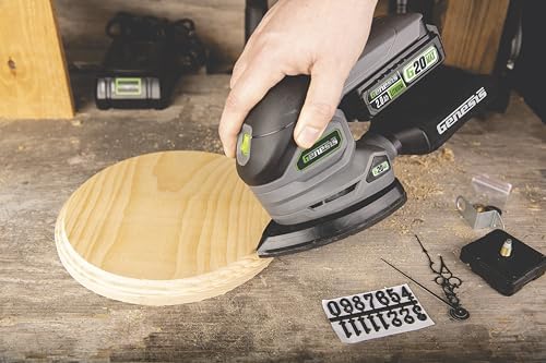 Genesis Cordless Detail Sander 20V G20MAX with Dust Bag, Sandpapers, Battery, and Charger