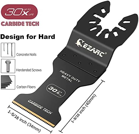 EZARC Carbide Oscillating Saw Blades for Hardened Metal, 3-Pack