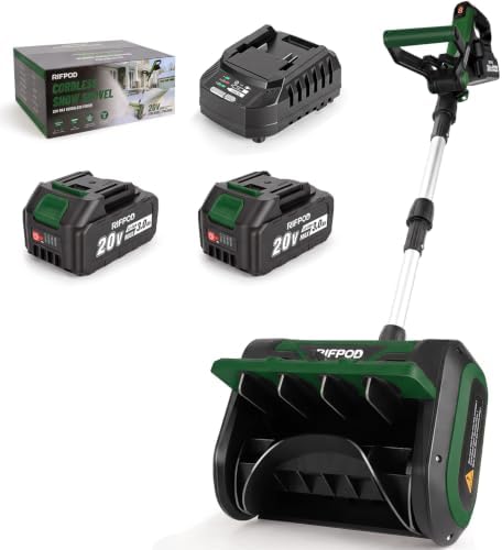 20V Electric Snow Shovel, 12 Inch Cordless Snow Blower with 2 Batteries (Dark Green)