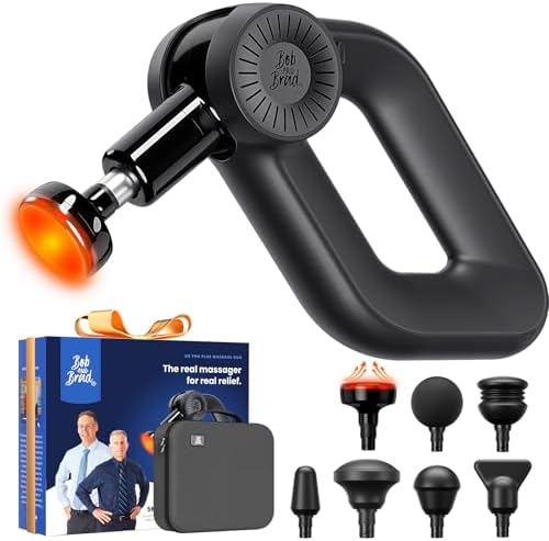 BOB AND BRAD D6 Pro Plus Massage Gun with Heat, Deep Tissue Percussion with 16mm Amplitude, Professional Muscle Massager Gun for Athletes, Quiet Electric Handheld Massager