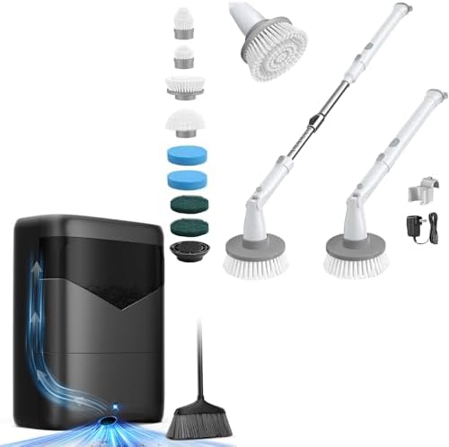 LyriFine Electric Spin Scrubber Full-Body IPX7 Waterproof & 20Kpa Suction Pro Touchless Vacuum Automatic Dustpan