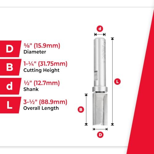 Amana Tool 47229 Carbide Tipped Flush Trim Plunge Template 5/8 D x 1-1/4 Inch CH x 1/2 SHK w/Upper Ball Bearing Router Bit