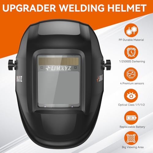 Welding Helmet Auto Darkening,Large Viewing 3.94 * 3.15" True Color Welding Hood With 4 Arc Sensors Solar Powered,Wide Shade 5-9/9-13 for TIG, MIG, MAG (L-001)