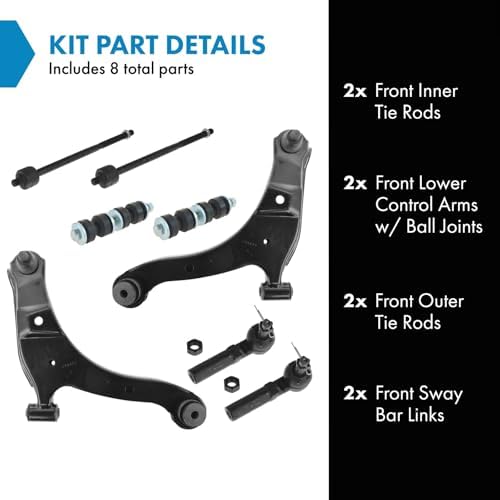 TRQ Front Steering & Suspension Kit Control Arm with Ball Joint Sway Bar