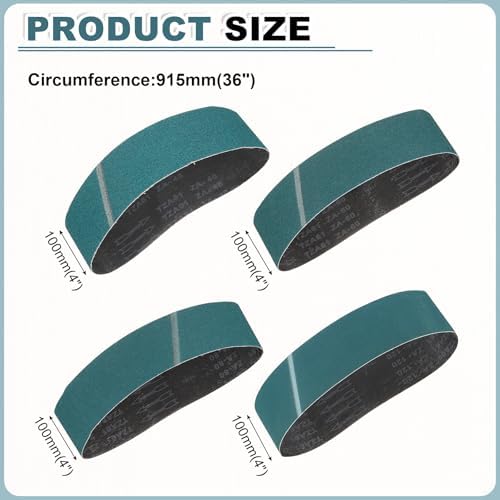 HARFINGTON 4 x 36 Inch Sanding Belts, 24 Pcs 40/60/80/120 Grit