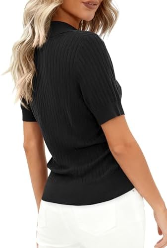 PRETTYGARDEN Women's Short Sleeve Sweater Polo Shirts