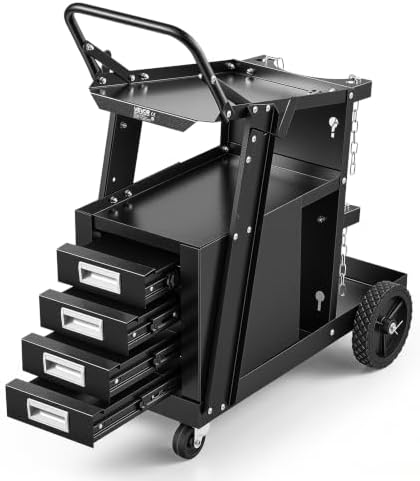 VEVOR Welding Cart, 2-Tier 4 Drawers Welder Cart 265 LBS Weight Capacity