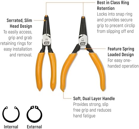 GEARWRENCH 4 Pc Snap Ring Pliers - 7" & 9" Straight Int/Ext | 89701