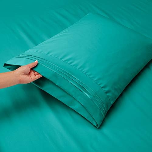 Hearth & Harbor RV Short Queen Size Sheets - 4 Piece Bed Sheet Set, Hotel Luxury Double Brushed Bed Sheets - Extra Soft Bedding Sheets & Pillowcases, Short Queen, Teal