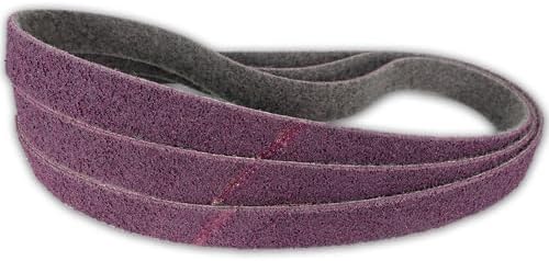 Red Label Abrasives 1 X 30 Inch Non Woven Surface Conditioning Sanding Belts for Knife Makers and Metal Fabricators - Maroon Medium Grit Sand Paper- 3 Pack