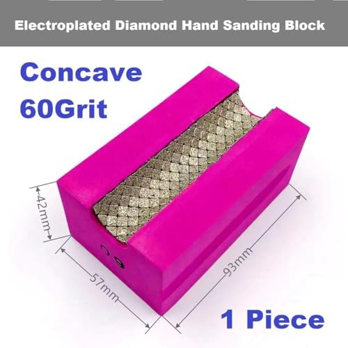 Concave Electroplated Diamond Sanding Block, 60 Grit Curved Polishing Pad for Grinding Trimming Granite Marble Glass Stone Tile Wood (1 Piece)