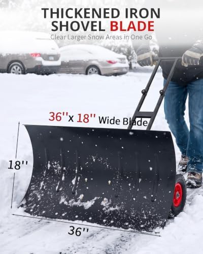 Outvita Snow Shovel with Wheels, 36" Wide 18" Long, Black