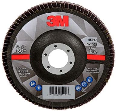 3M Flap Disc 769F, Type 29, 60+, 5 in x 7/8 in, High Performance Abrasive, Ceramic Precision-Shaped Grain Grinding and Finishing Disc, Carbon Steel, Stainless Steel