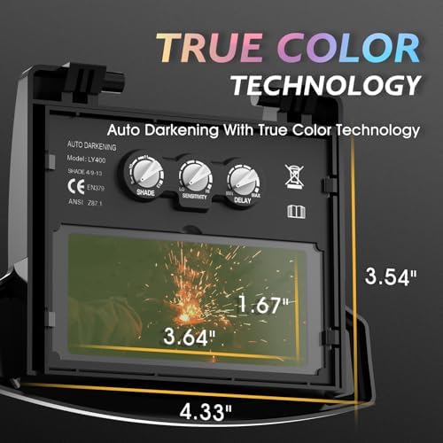 TOOLIOM True Color Flip Up Auto Darkening Welding Helmet