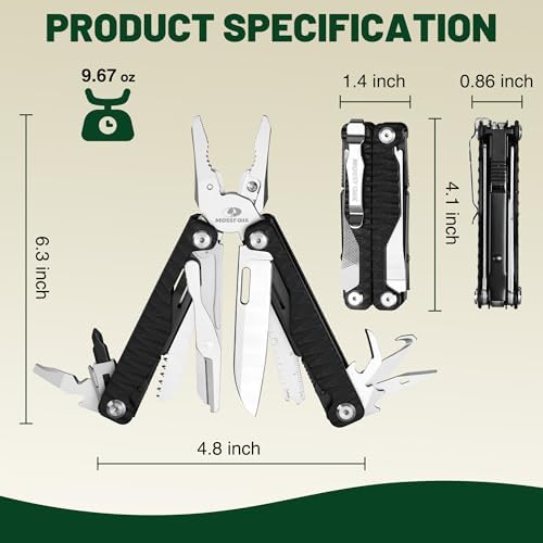 MOSSY OAK 17-in-1 Multitool Pliers, CNC-Machined Steel, G10 Handle