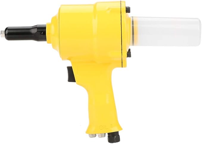 Hyuduo Air Rivet Gun, Pneumatic Riveter Pistol Type Grip Heavy Duty Rivet Gun Air Powered Riveting Tool 2.4-4.8mm Yellow for Decoration Automotive Container Electrical Instrumentation