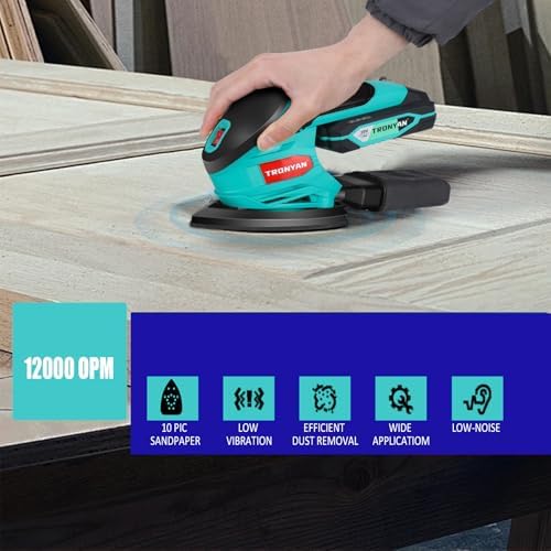 Cordless Detail Sander-20V 1.5Ah Electric Sander with 12000 OPM, Mouse Sander with Dust Bag & Sandpapers for Woodworking, Polishing, Paint Removal, Battery Included, Compatible with DeWalt 20V Battery