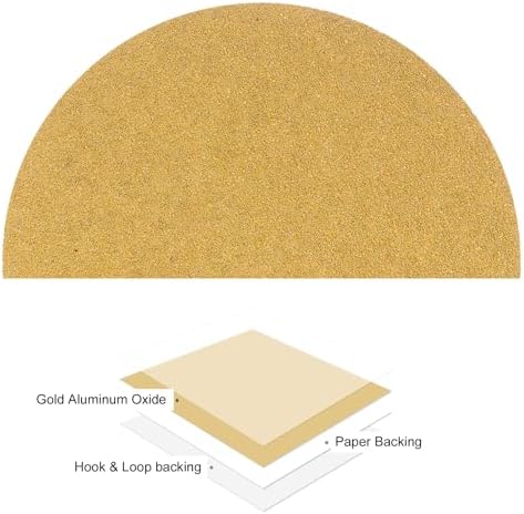 50pcs No Hole Sanding Discs- [ 8 Inch 40 Grit ] Round Hook and Loop Grip Sanding Pads Sheet Sandpaper for Automotive Woodworking Metal Polishing Use| Gold, Aluminum Oxide