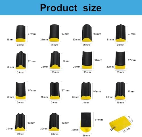 S SATC 16-PCS Hand Sanding Block Set With 40 Sheets Hook And Loop Sandpaper Kit, Interchangeable Assorted Convex & Concave Shapes for Automotive Body, Crafts, Sand Wood Woodworking Furniture