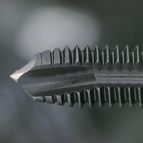 Tools M6 x 1.0 Spiral Point Threading Tap, Metric Machine Threading Tap High Speed Steel Cobalt(HSSCo) With AlTiN Coating, Round Shank with Square End， H2 Tolerance, 2pcs