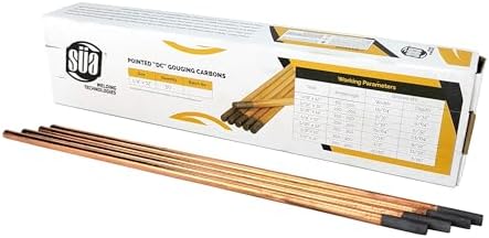 SÜA - DC Copper Coated Pointed Carbon Gouging Rod - 1/4" x 12" - (100 Rods)