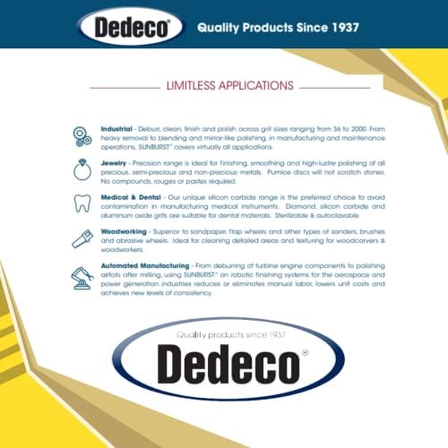 Dedeco Sunburst Radial Bristle Discs 12-Pack - 2" Curved - 3/8" Arbor - Yellow 80 Grit (Coarse) - Aluminum Oxide for Polishing & Finishing