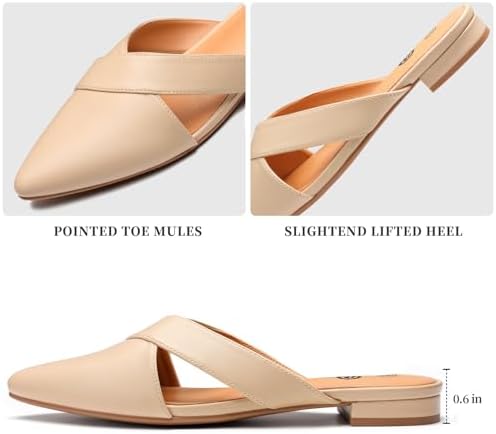 Rekayla Women's Mules Closed Pointed Toe Flats Backless Loafers Shoes for Women