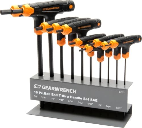 GEARWRENCH Piece SAE Ball End T-Handle Hex Key Set | 83523, 10 Count (Pack of 12)