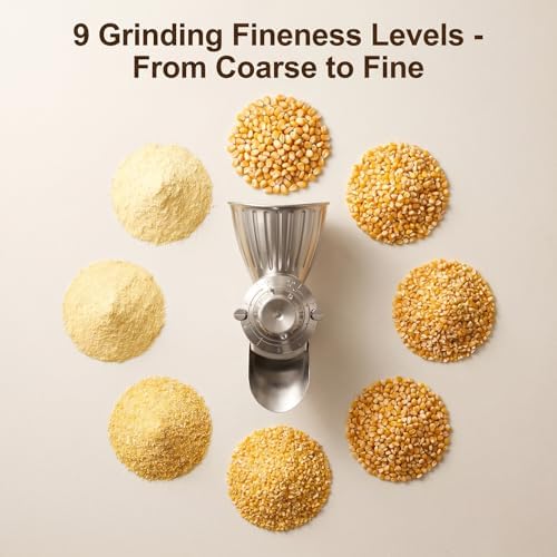 GVODE Grain Mill Attachment for KitchenAid Stand Mixer, 9 Grind Levels
