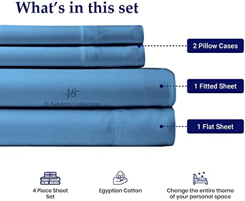 JS Sanders Collection Split Head Sheet Set King Size,Mediterranean Blue