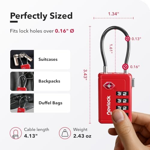 TSA Approved Luggage Locks, Travel Locks with Inspection Indicator