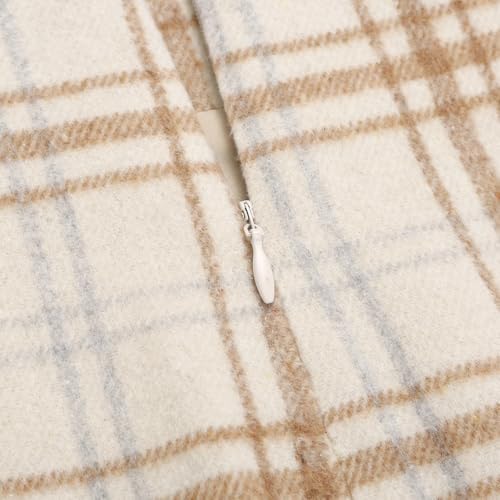 IDEALSANXUN Plaid Skirts for Women Fall Winter Knee Length Pencil Wool Skirt with Slit