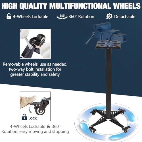 Bench Grinder Stand, Mount Vise and Grinder Stand Pedestal with 9.85" x 8.66" Mounting Plate, Compatible with Most Bench Grinders