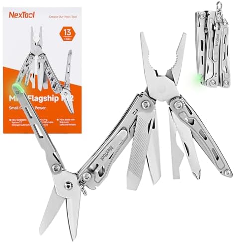NexTool Mini Flagship F12 Keychain Multitool, Fifth Pocket Tools (Silver)