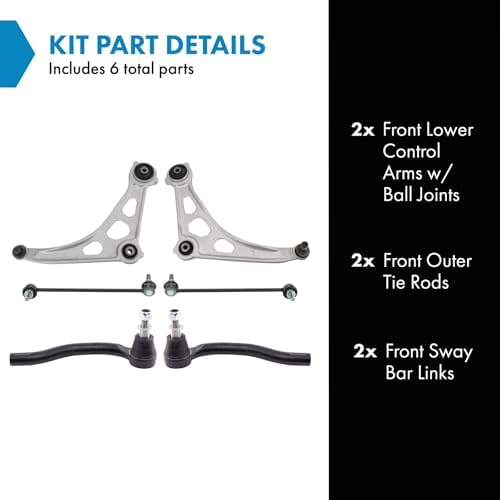 TRQ Front Steering and Suspension Kit Control Arms with Ball Joints Tie