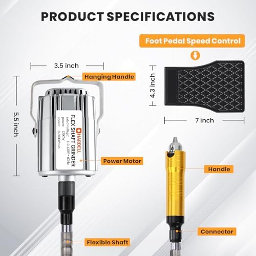 1200W Flex Shaft Grinder, 30000RPM 46pcs Flex Shaft Rotary Tool Kit