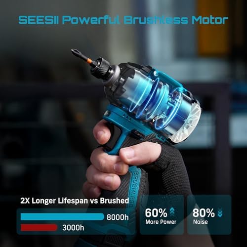 Cordless Drill Impact Driver Brushless Power Tool Combo Kits for Home DIY