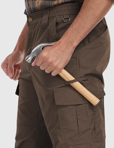 Mens Cargo Work Pants Durable Ripstop Tactical Pants with 7 Pockets Outdoor Water Resistant Hiking Woking Construction Pants
