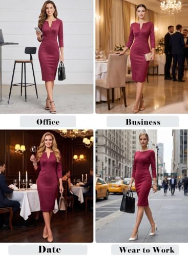 VFSHOW Womens Work Business Office Zipper Up Slim Bodycon Sheath Dress