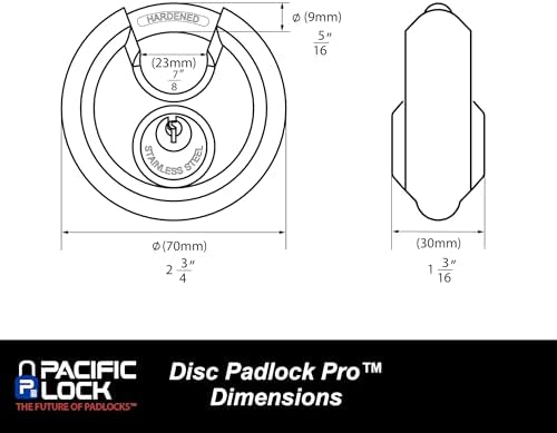 PACLOCK's Disc Padlock PRO™ Series, Stainless Steel, Keyed Alike DL3,