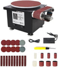 Mini Belt Disc Sander 2 in 1,Bench Grinder Small Spindle Sander Machine for Wood Metal Stone Diy Grinding,Adjustable Speed Electric Sander