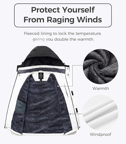 wantdo Women's Ski Jacket Waterproof Warm Fleece Lined Winter Snow Coat