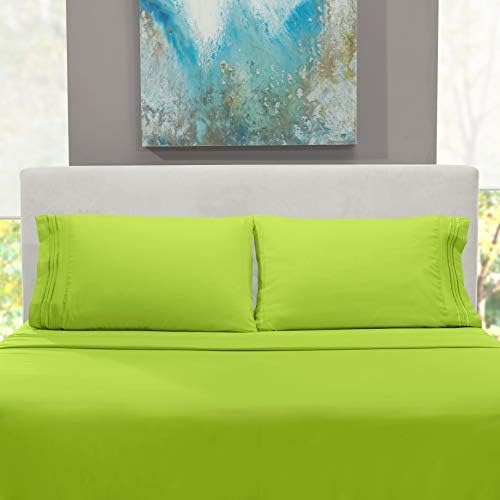 Hearth & Harbor Cal King Size Sheets - 4 Piece Bed Sheet Set, Hotel Luxury Double Brushed Bed Sheets - Extra Soft Bedding Sheets & Pillowcases, California King, Garden Green